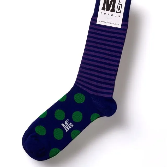 Stripe Spot Fine Sock - Purple/Green