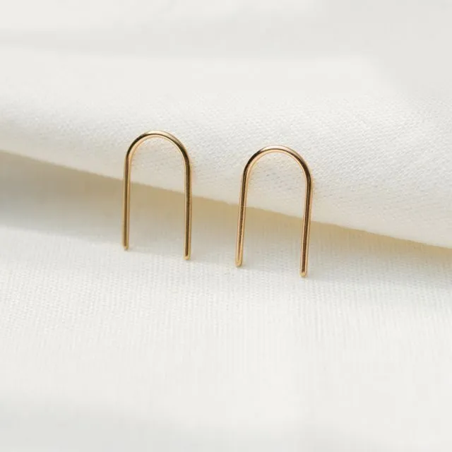 9ct recycled gold small arch ear pins
