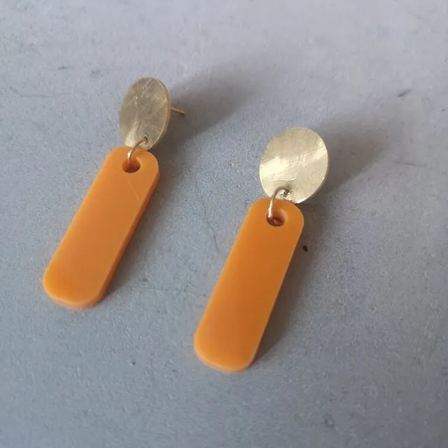 Disc Drop Earrings - Orange