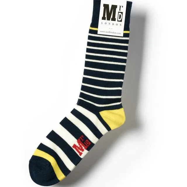 Breton Stripe 9 Guage Socks - Navy