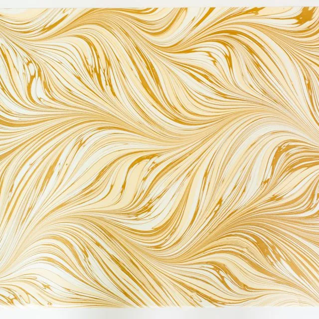 Hand Marbled Paper | Fountain Waves Golden fawn
