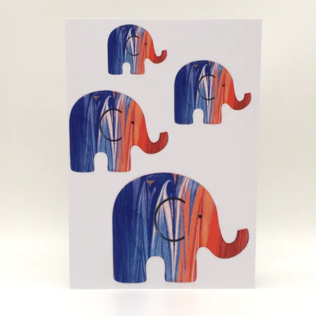 Pink Blue Elephant Card