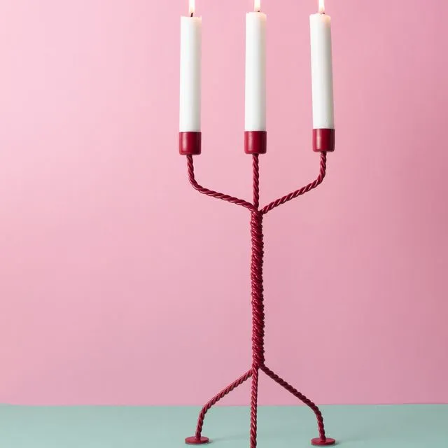 TWISTED CANDLEHOLDER RED (GLOSS)