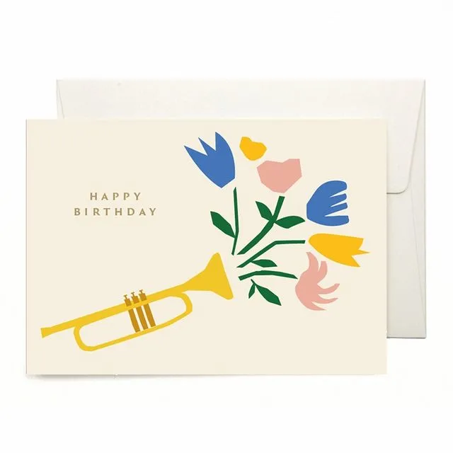 Birthday Card "B-day Trumpet" Pack of 6