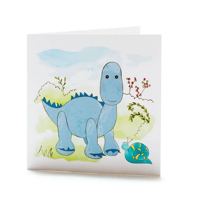 New Baby Card - Sweet Baby Blue Diplodocus