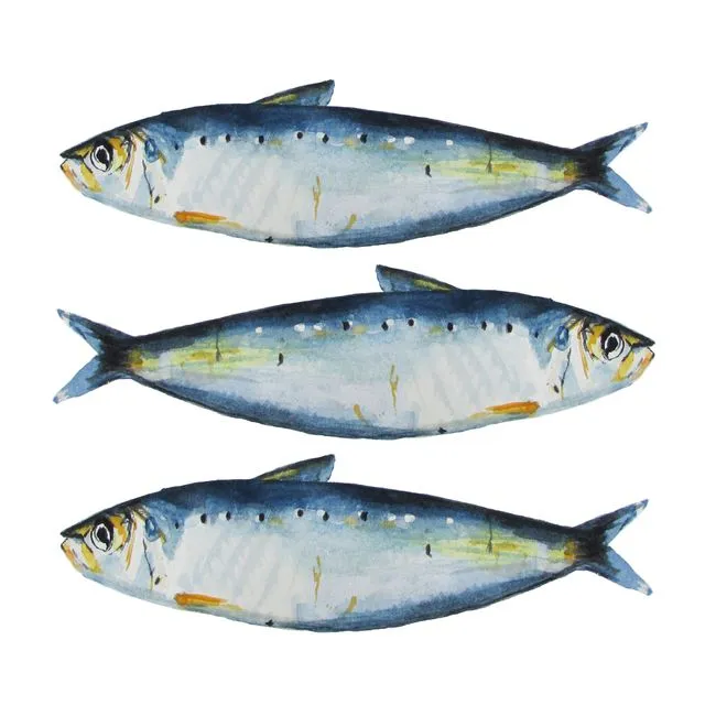 Greeting Card - Gold and Blue Sardines