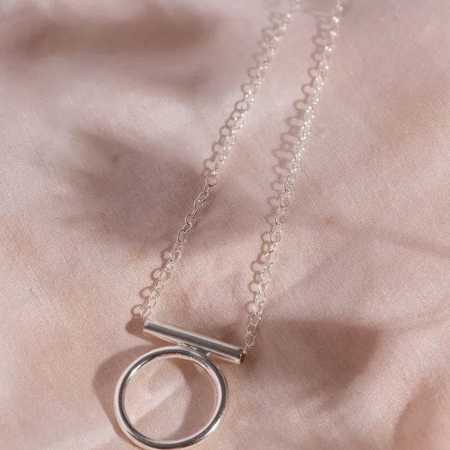 Recycled Silver Modern Circle Necklace