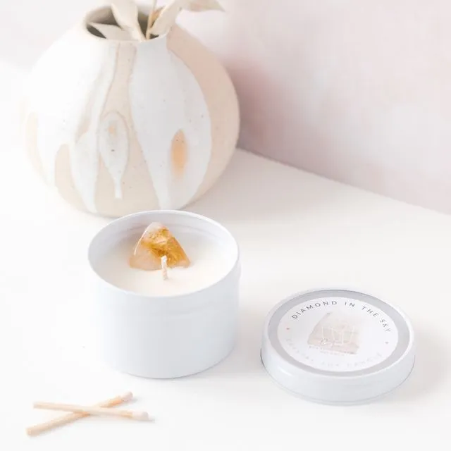 Soy Wax - Citrine Crystal Tin Candle