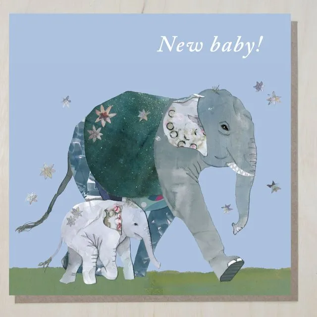 New baby card (elephants) (bundle of 6)