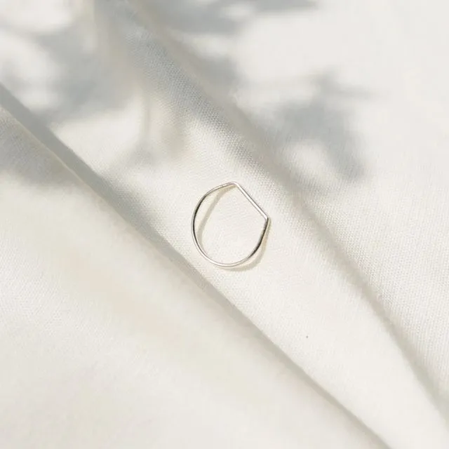 Recycled silver straight edge stacking ring