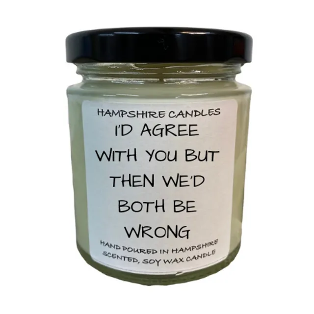 I'D AGREE WITH YOU BUT THEN WE'D BOTH BE WRONG CANDLE JAR