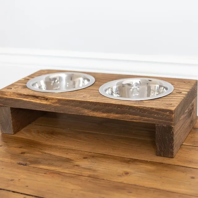 Wooden Chunky Raised Feeding Stand for Dogs Small