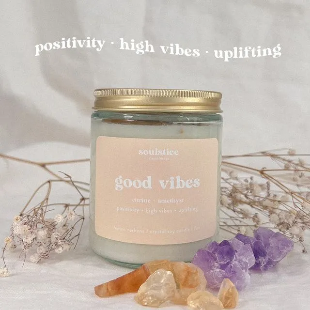 Good Vibes Crystal Candle