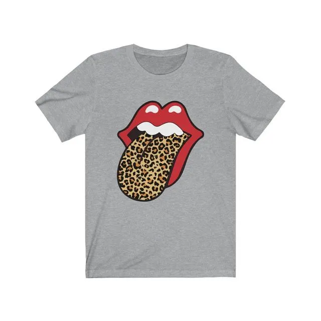 Gray Rolling Stones Leopard Tongue Tee