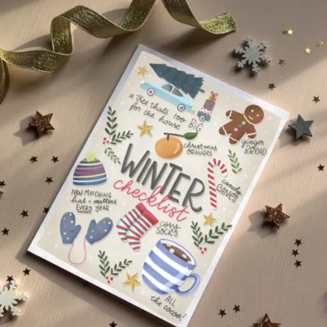 Winter Checklist Christmas Card pack of 6
