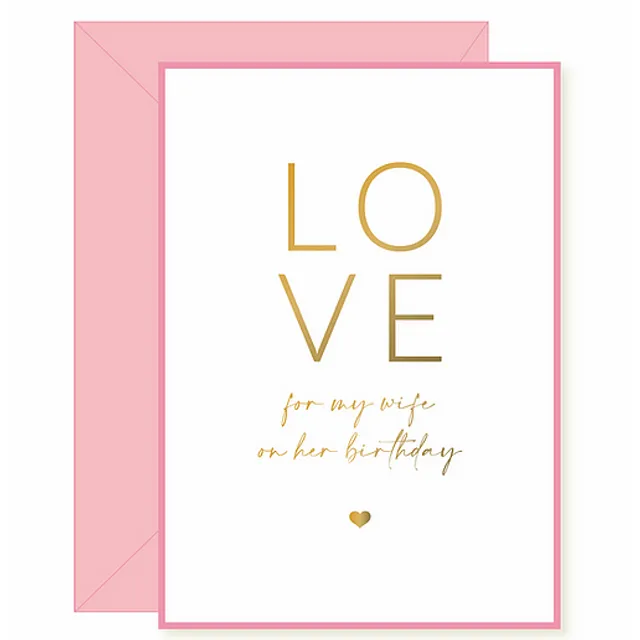 Love For My Wife Card ~ Pink