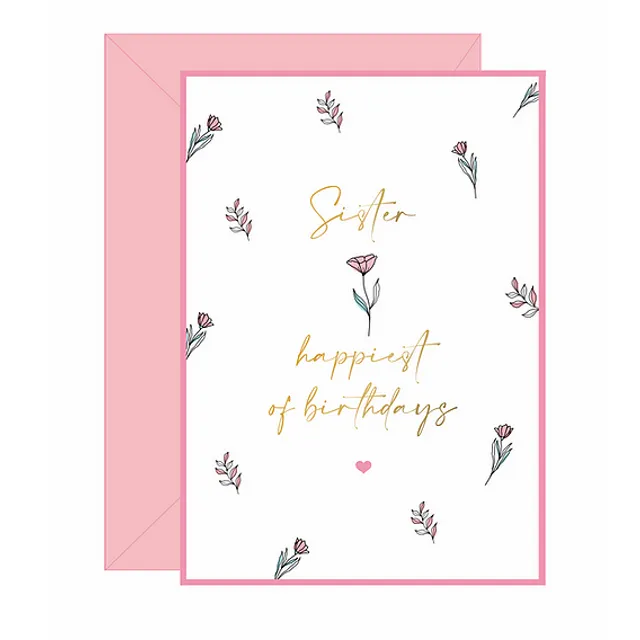 Sister Happiest of Birthdays Card ~ Pink
