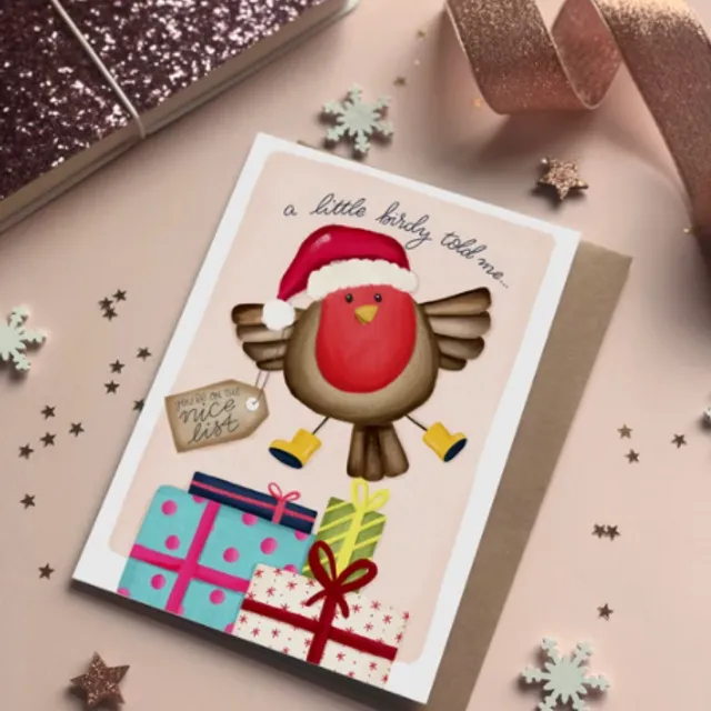 Little birdy told me Christmas Card pack of 6