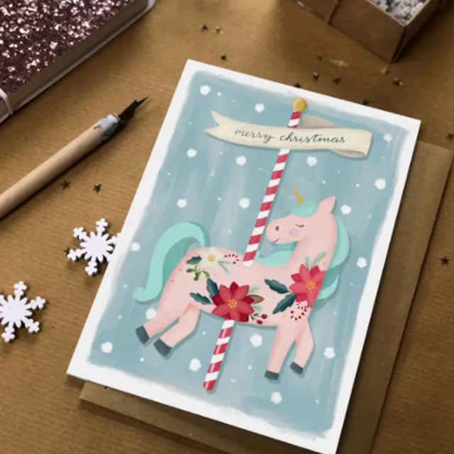 Unicorn Christmas Card pack of 6