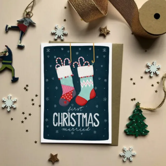 First Christmas married Christmas Card pack of 6