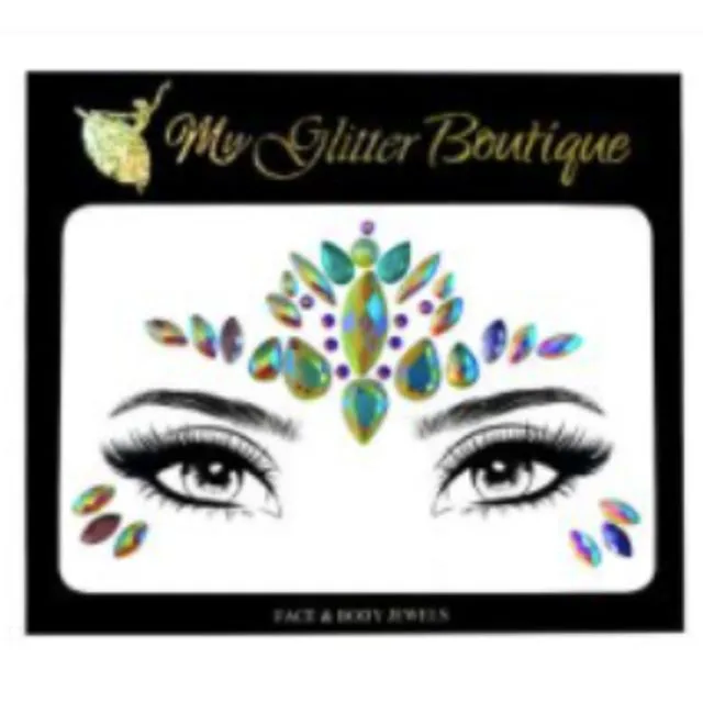 Glow In The Dark Forehead & Eyes Face Jewels Pack of 10