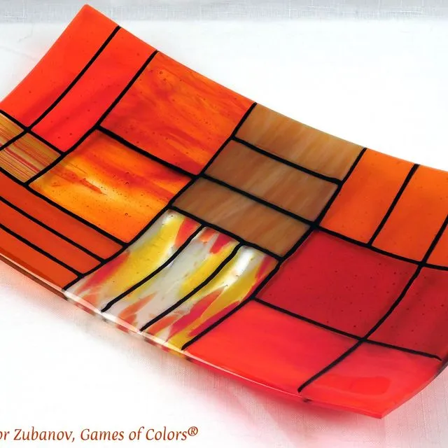 A decorative glass plate "Gentle color mix - Oranges"