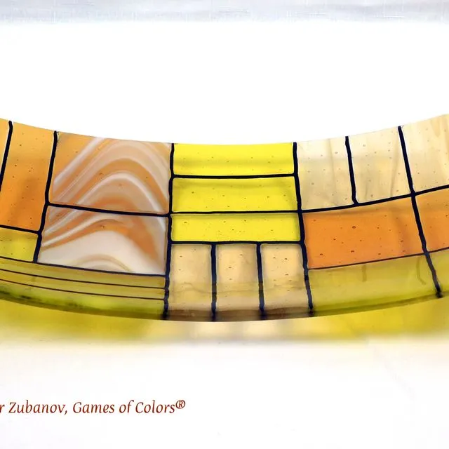 A decorative glass plate "Gentle color mix - Yellows"