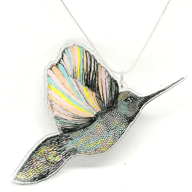 Statement Pastel Hummingbird Necklace