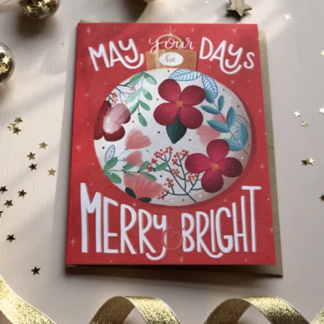 Merry & Bright Christmas Card pack of 6