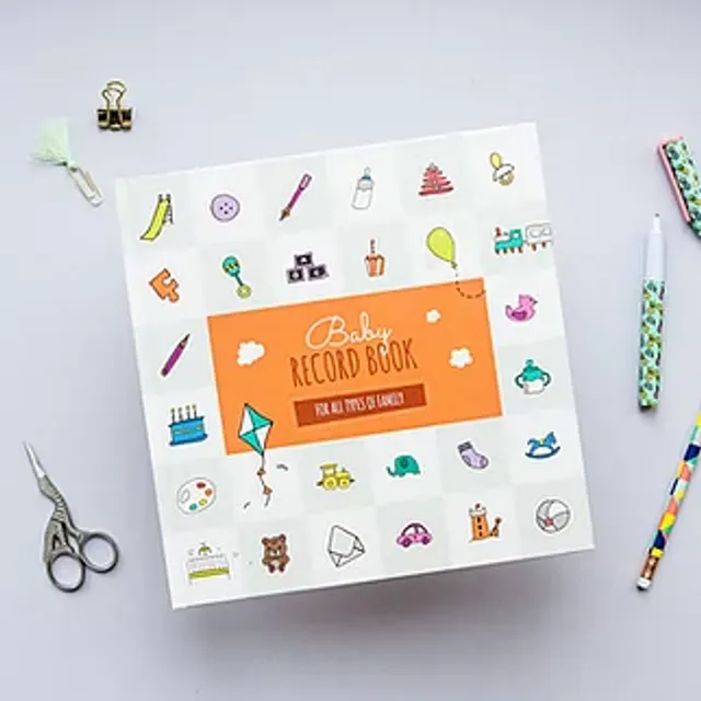 Baby Record Book, Memory Journal, Perfect for Baby Shower Gift - Orange