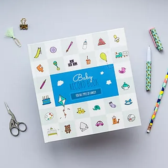 Baby Record Book, Memory Journal, Perfect for Baby Shower Gift - Blue