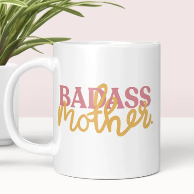 Badass Mother Mug - Orange & Pink