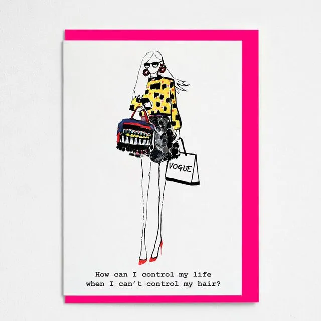 "Can't Control My Hair" A6 Card - Pack of 6