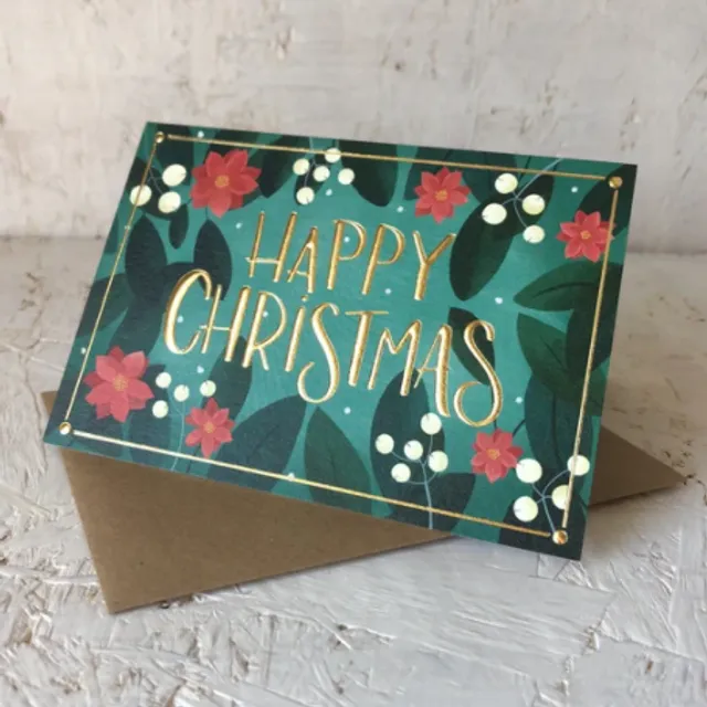 Mistletoe gold foil Christmas Card pack of 6
