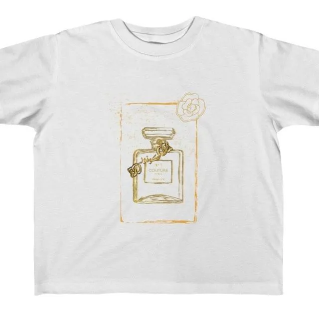 White Graphic Toddler Size "Couture" Perfume Bottle Tee