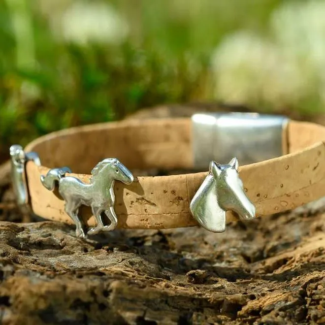 Cork bracelet with horses