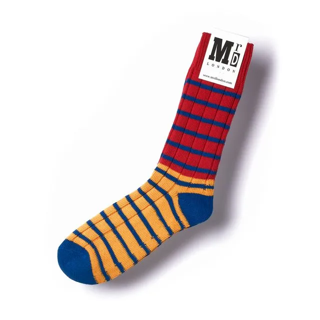 Breton Striped Rib Sock - Red/Yellow