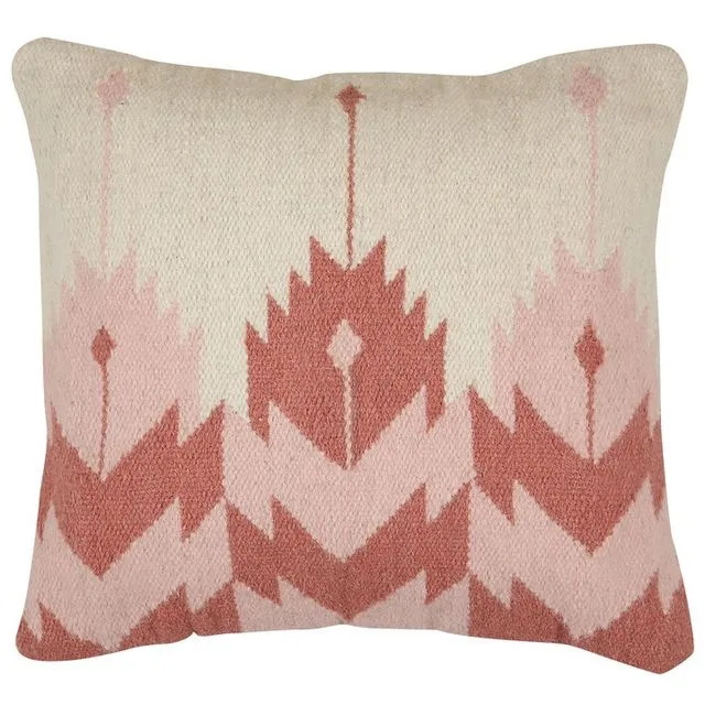 Handmade Rosette Kilim Pillow, Blush - 18"x18"