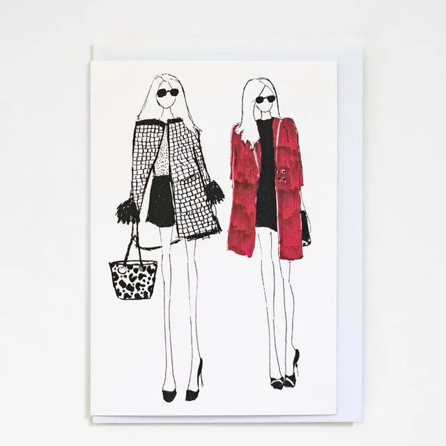 "Girls In The Coats" A6 Card - Pack of 6