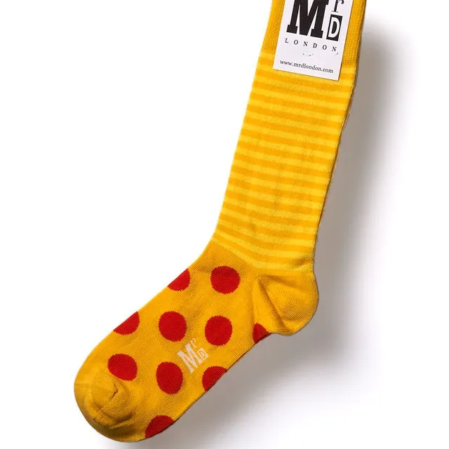 Stripe Spot Fine Sock - Yellow/Orange