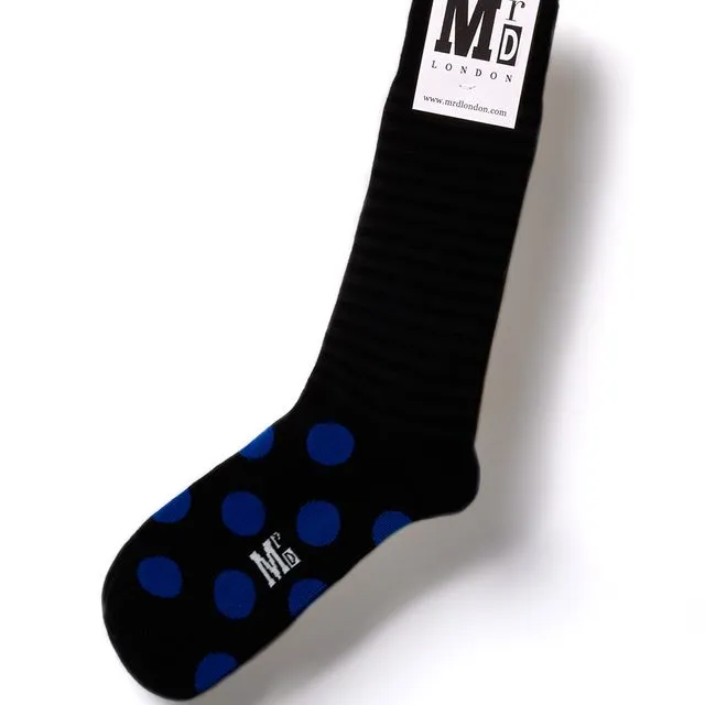 Stripe Spot Fine Sock - Black/Blue