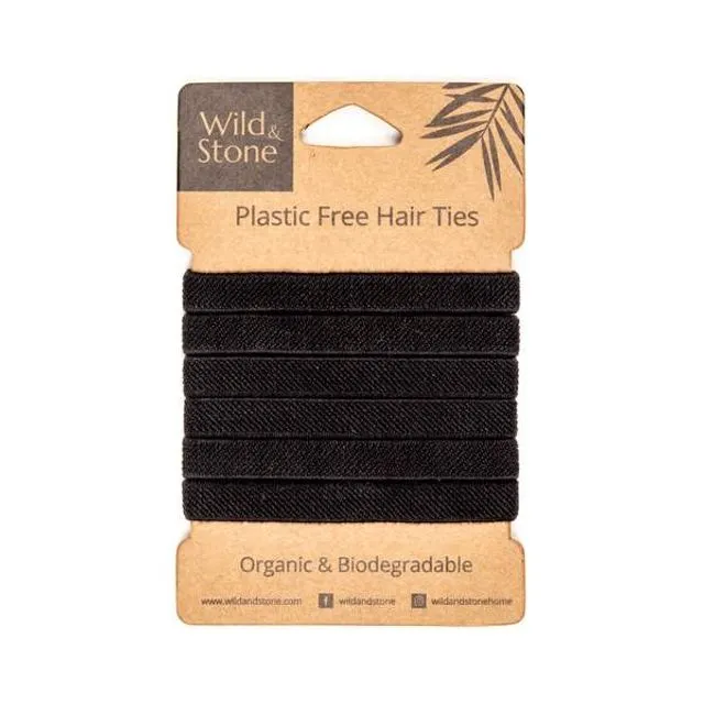 Hair Ties - Plastic Free - Black - 6 Pack