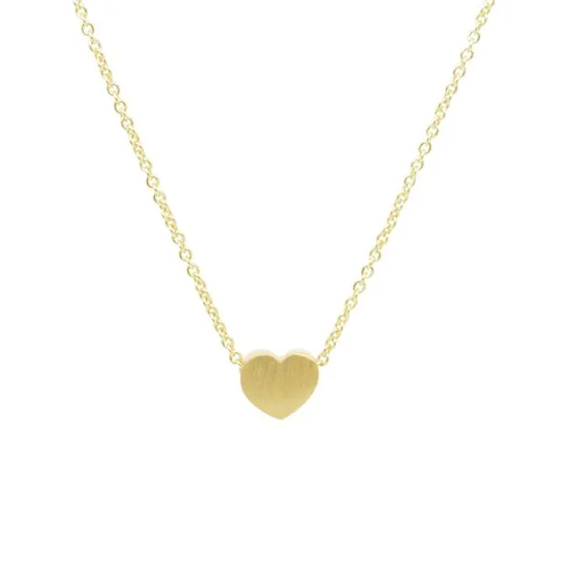 Small Heart Necklace in Matt Gold