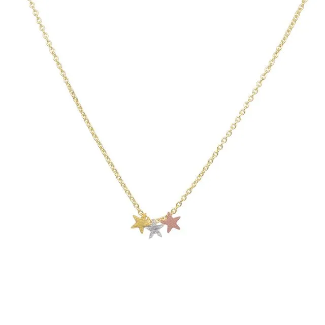 Triple Star Necklace with Gold Chain