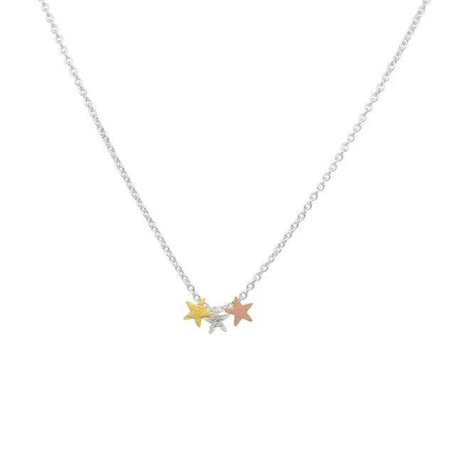 Triple Star Necklace with Silver Chain