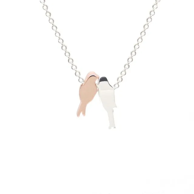 Twin Bird Necklace in Silver