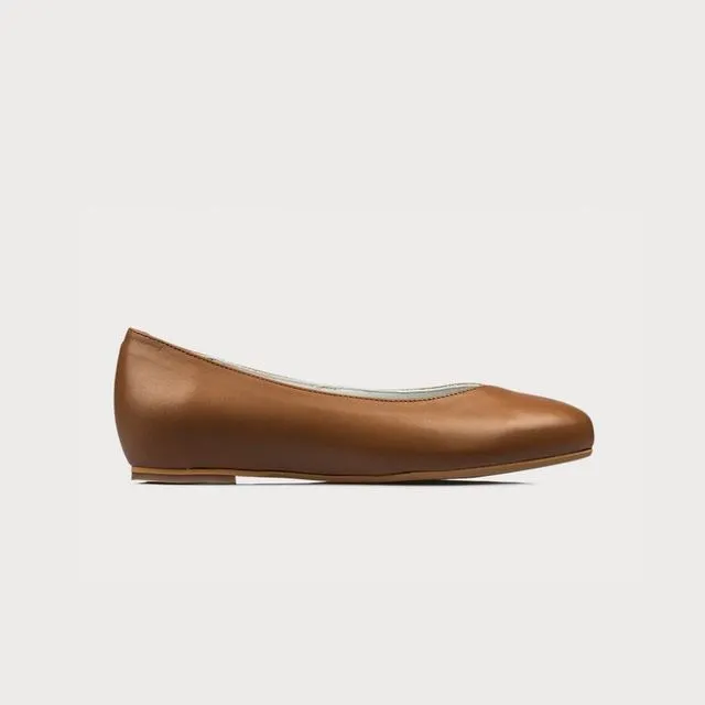 Charlotte - Tan Leather Flat Shoes ballerina/loafers
