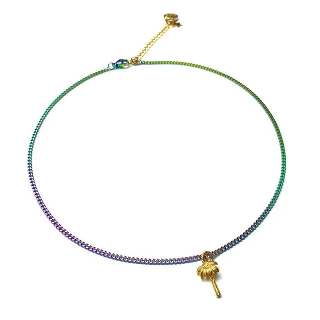 Mini Palm Tree Rainbow Adjustable Necklace
