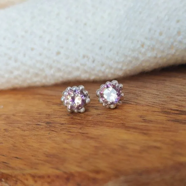Blossom Pink Quartz Granulated Earrings
