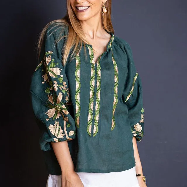 Jayne embroidered linen blouse